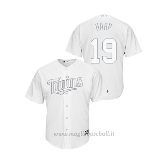 Maglia Baseball Hombre Minnesota Twins 19 Ryne Harper 2019 Players Weekend Replica Bianco
